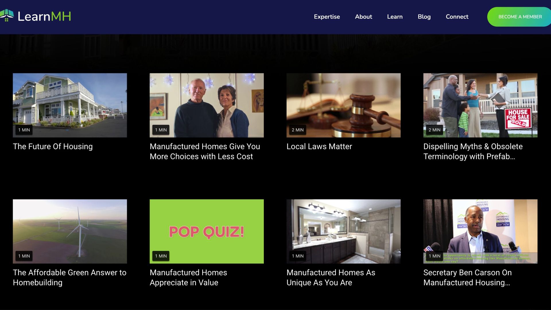 A gallery of video thumbnails